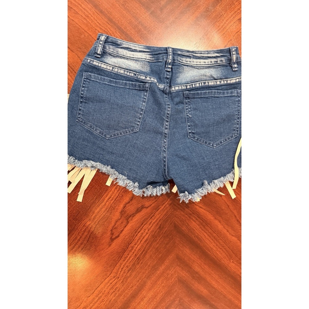 Crazy Train Women's Size‎ S Fringe Denim Shorts Western Rodeo Boho Festival - Picture 4 of 6